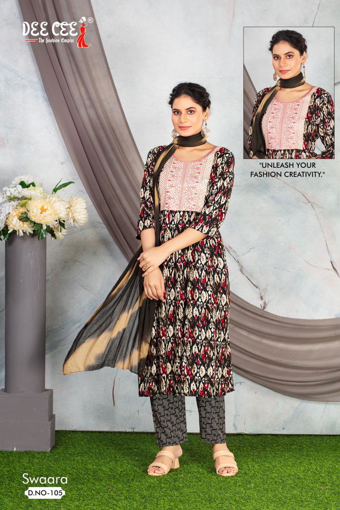 Swaara Deecee Rayon Foil Printed Kurti Bottom With Dupatta Wholesale Market In Surat
